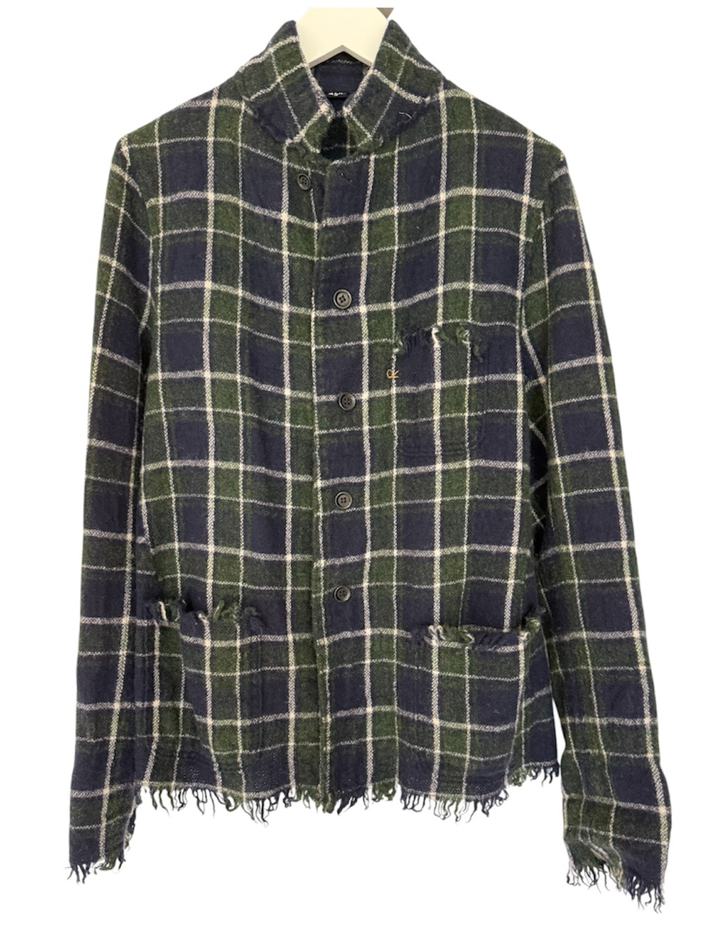 45R - 45rpm Plaid Frayed Hem Women's Button-Up Jacket - Size 3 or M
